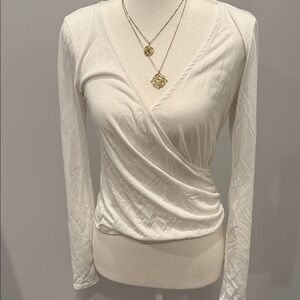 Madison & Berkeley Cream Wrap Blouse